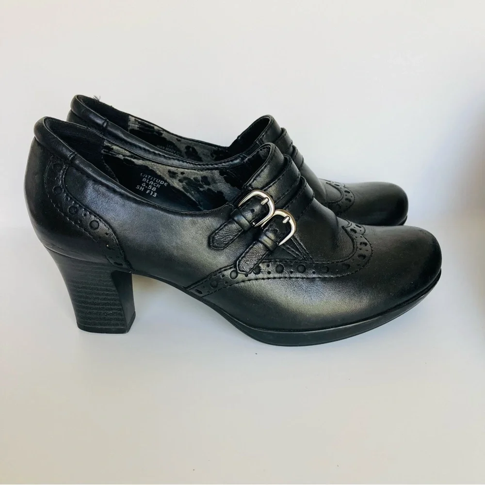2 Pairs Earth Brand Latitude Black Leather Loafer Heels 6.5